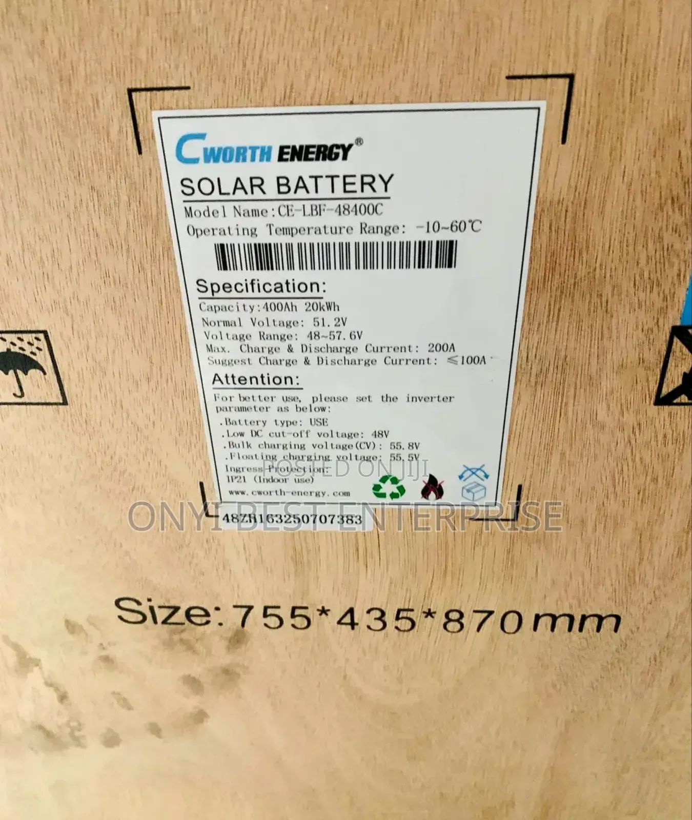 C Worth Energy Lithium Ion Battery 20kwh 51.2v 7years Warranty