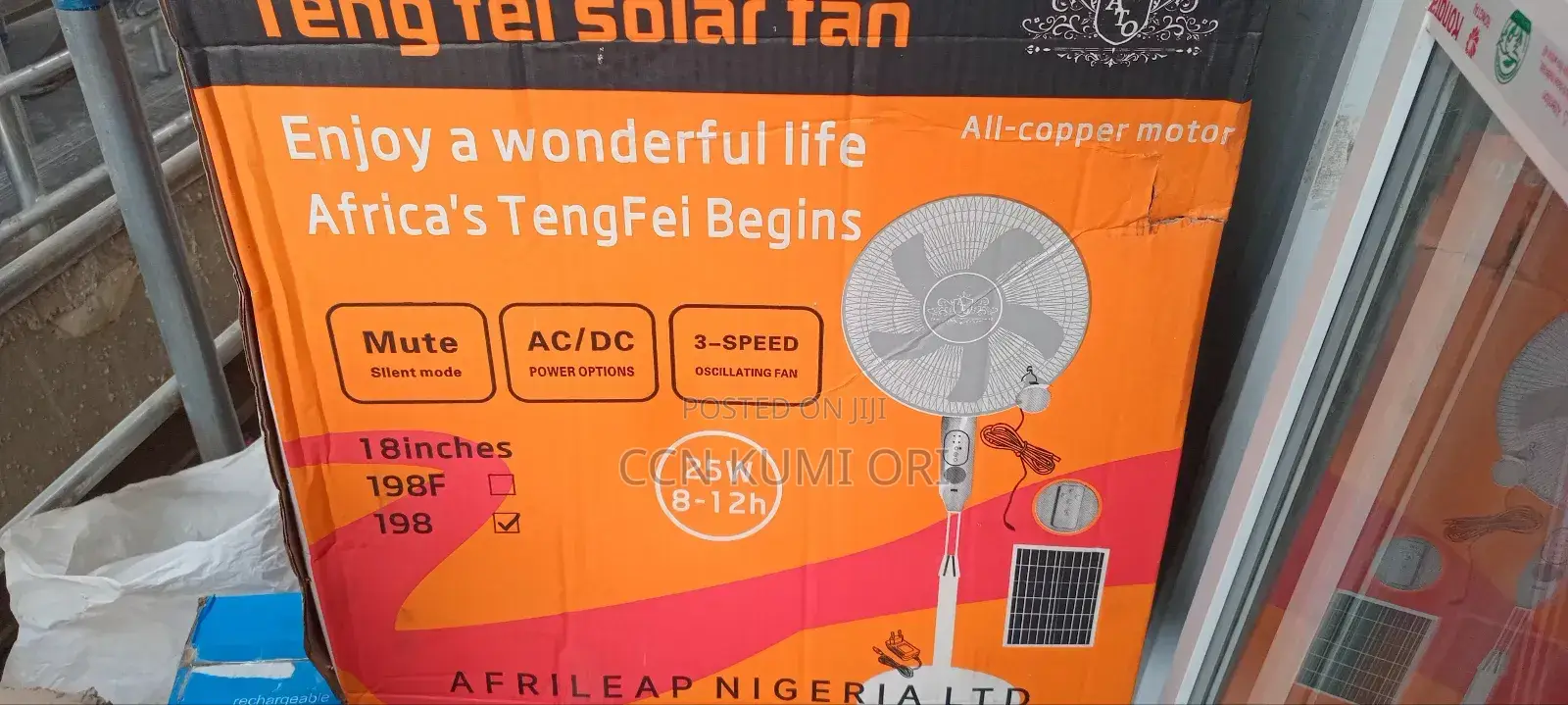 Teng Fei 18-Inch Solar Standing Fan With Panel