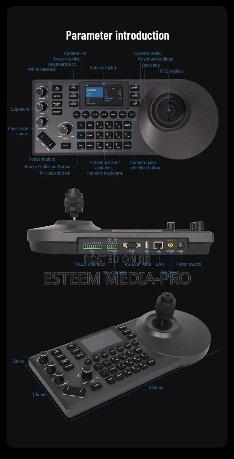 Oneking Professional Ip Ptz Camera Controller Keyboard
