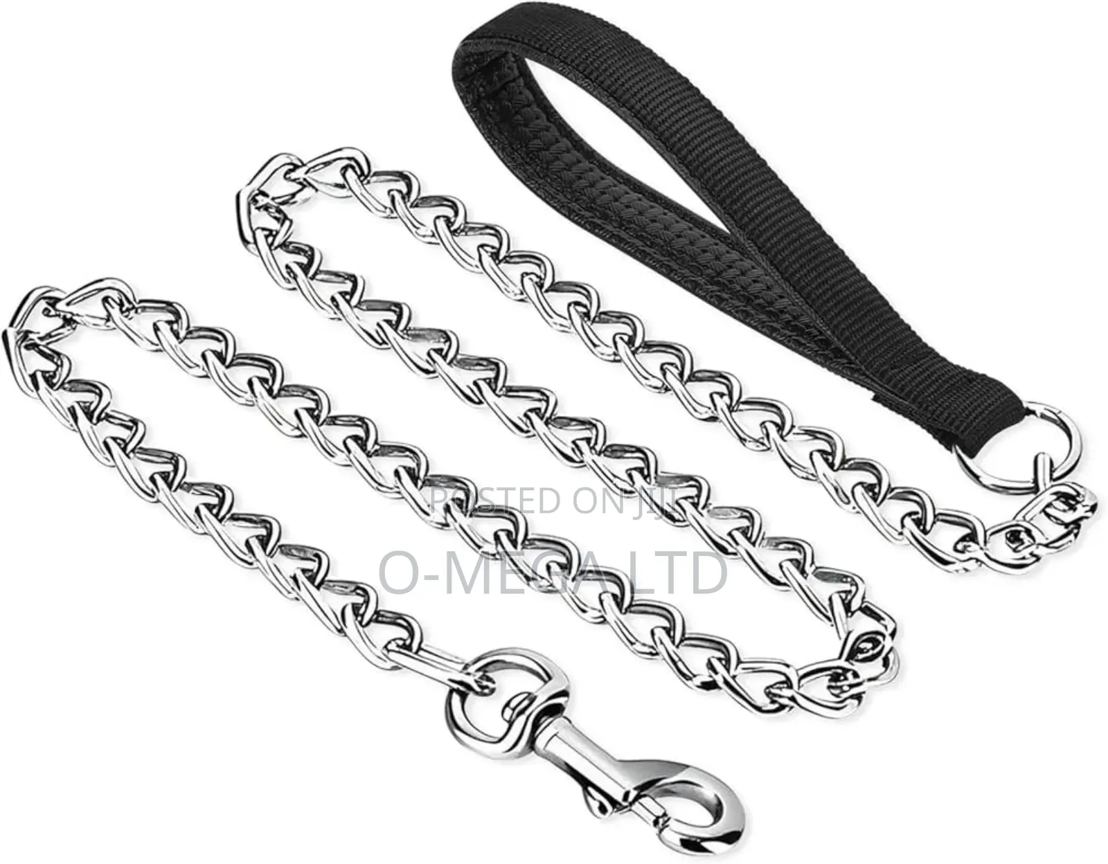 Heavy-Duty Chrome Chain Leash – Padded Comfort Handle for Large Dogs