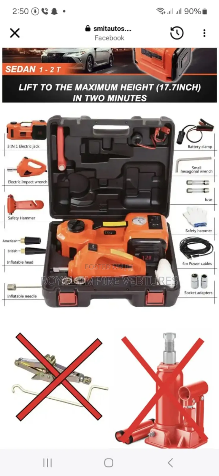 All in 1 Tools Electric Jack and Air Pump