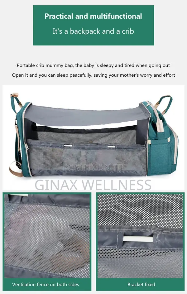 3-in-1 Convertible Diaper Bag With Crib | Mommy Backpack