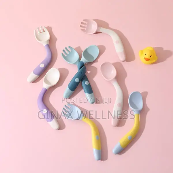 Silicone Baby Spoon And Fork Set | Bendable Cutlery Set For Babies