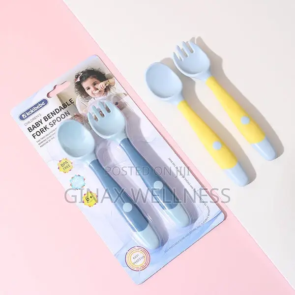 Silicone Baby Spoon And Fork Set | Bendable Cutlery Set For Babies