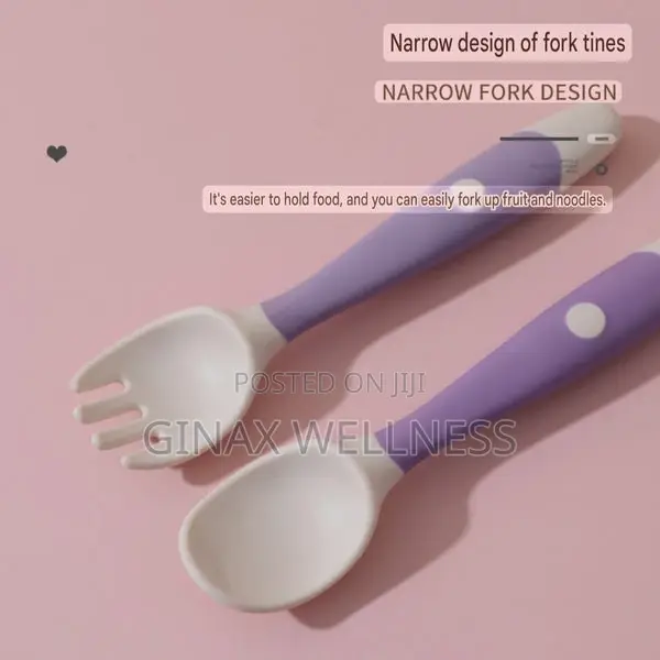 Silicone Baby Spoon And Fork Set | Bendable Cutlery Set For Babies