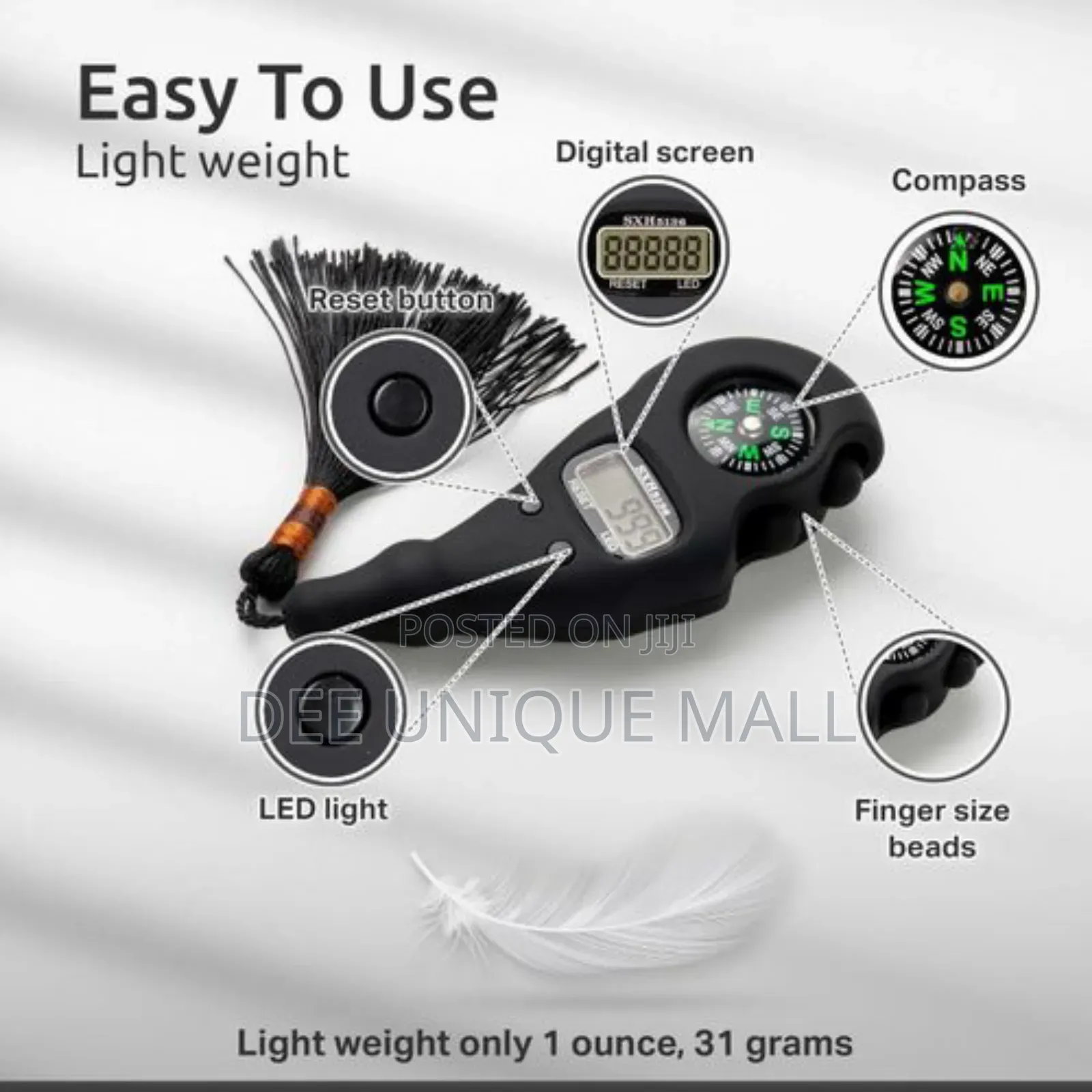 Digital Finger Tasbih Tasbeeh With Compass Night Light