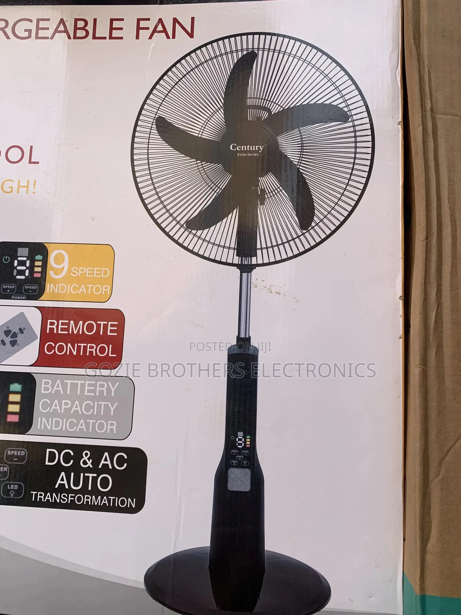Century Rechargeable Standing Fan 18 Inches