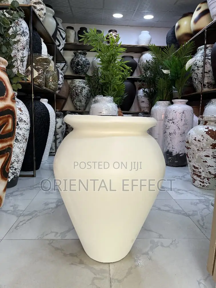 Odemis Off White Planter (72cm) – Modern Indoor Decorative Flower Pot