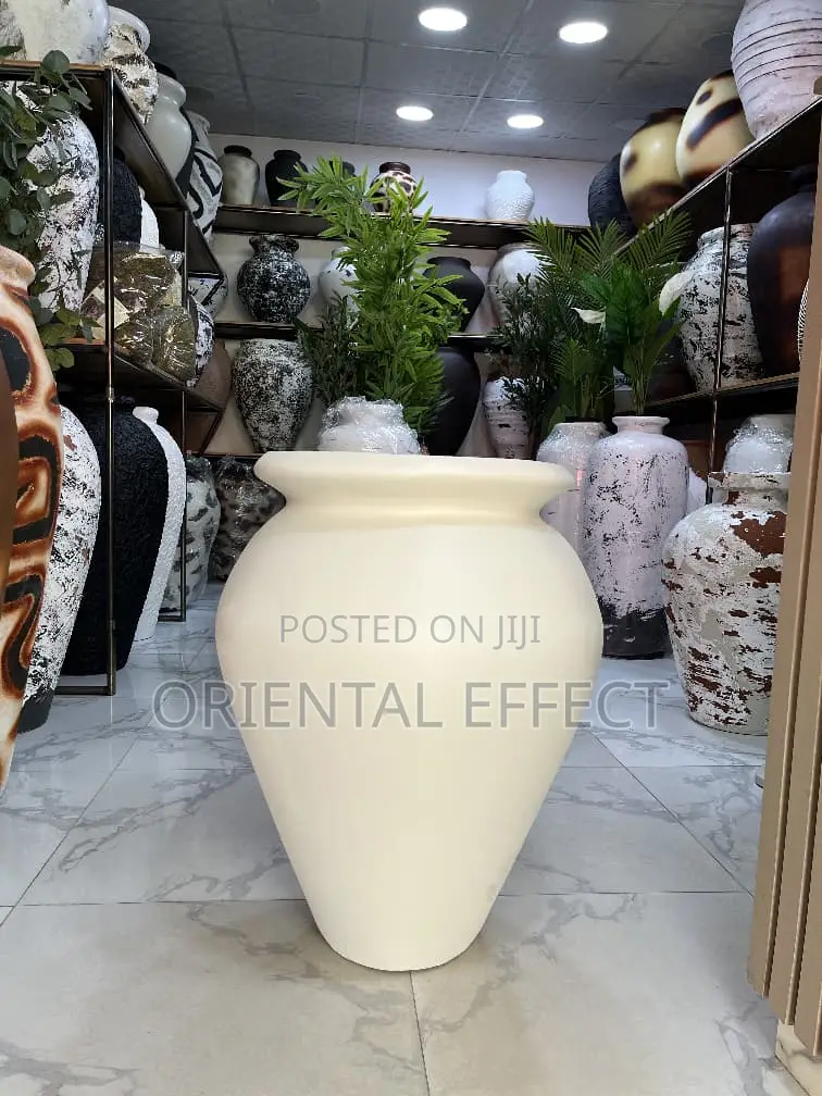 Odemis Off White Planter (72cm) – Modern Indoor Decorative Flower Pot