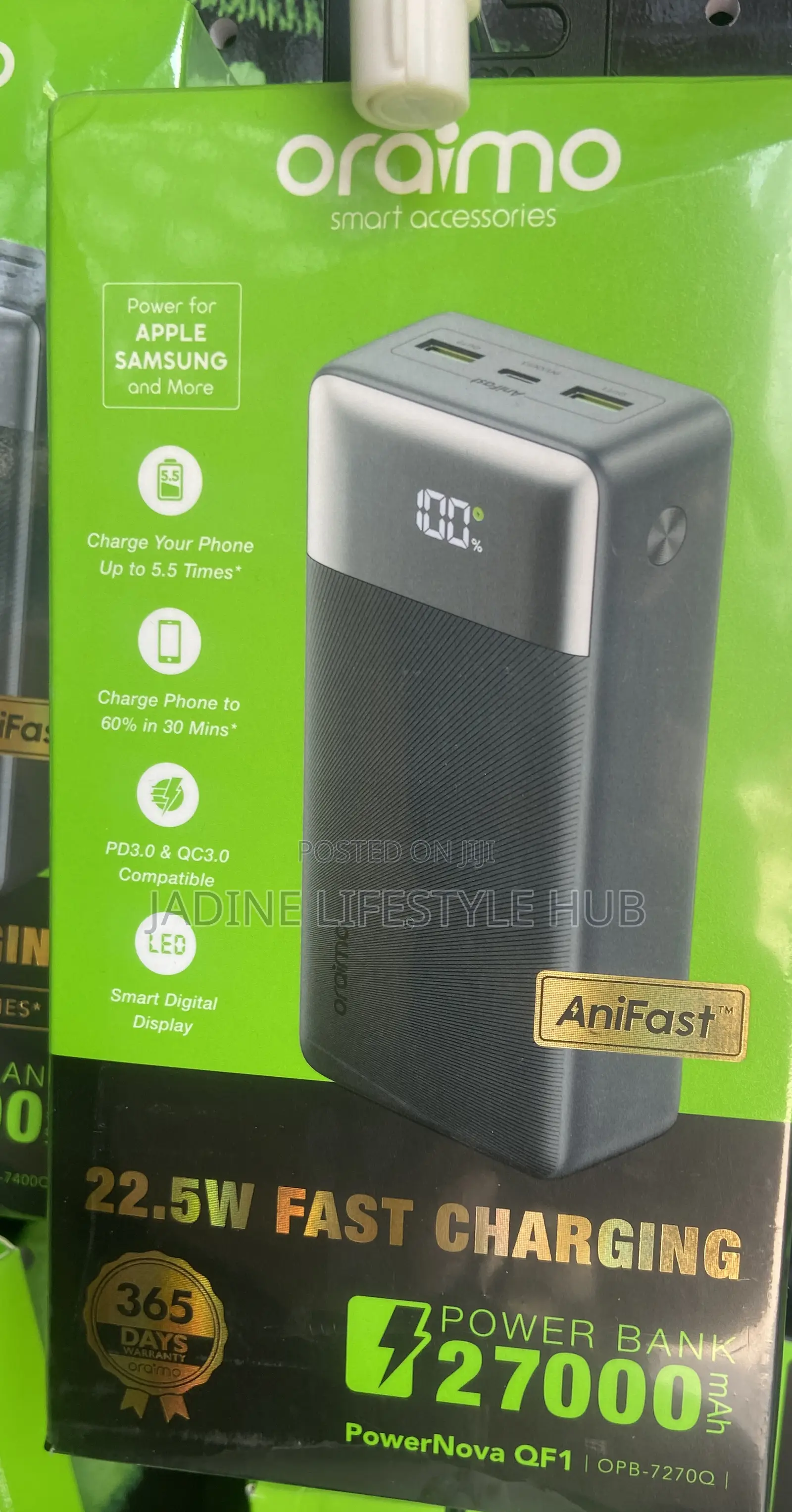 22.5w Anifast Charging Oraimo 27000 Mah Powerbank