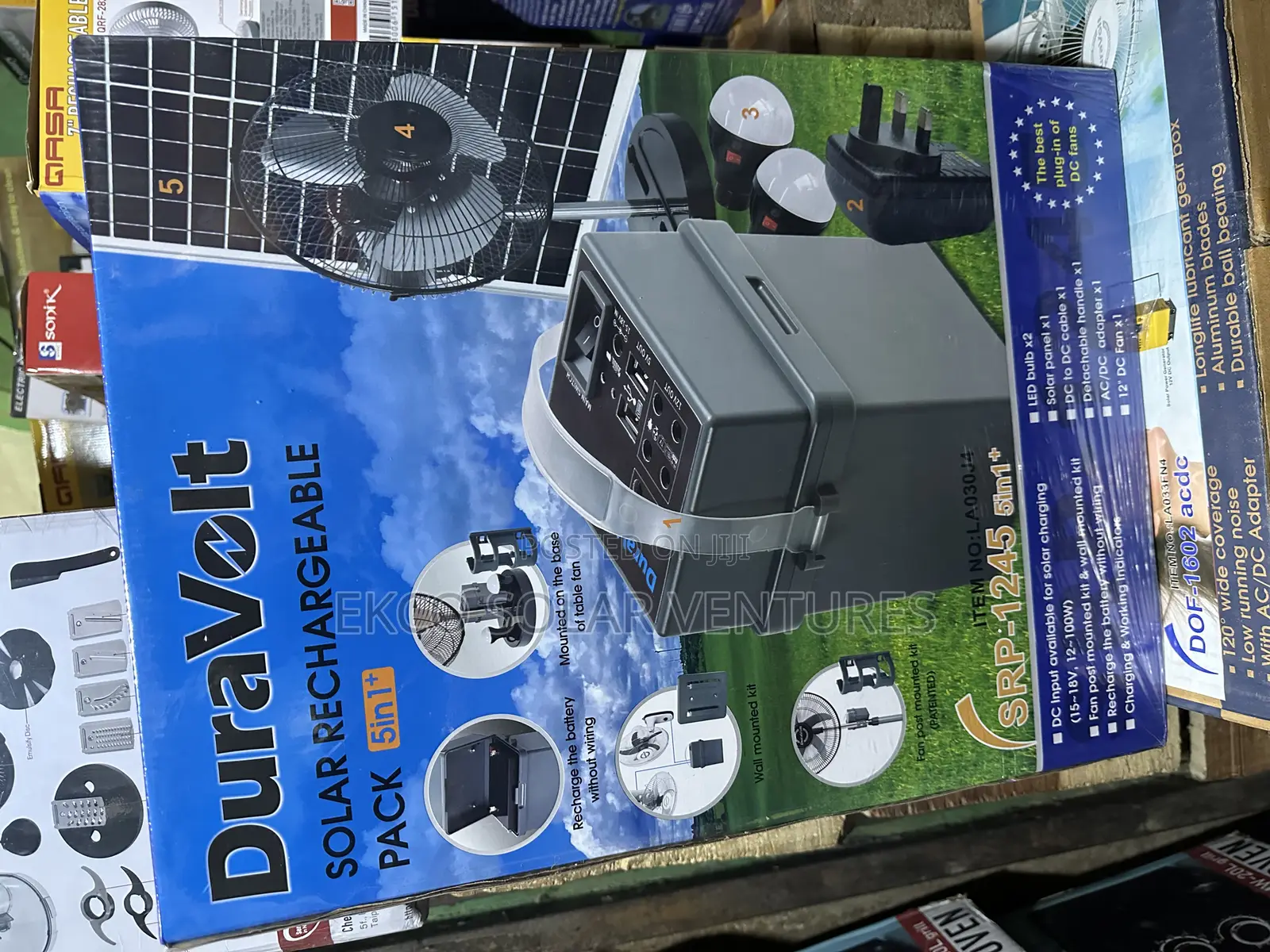 Solar Rech Pack SRP-1245 5in1+, With 12" Dc Table Fan