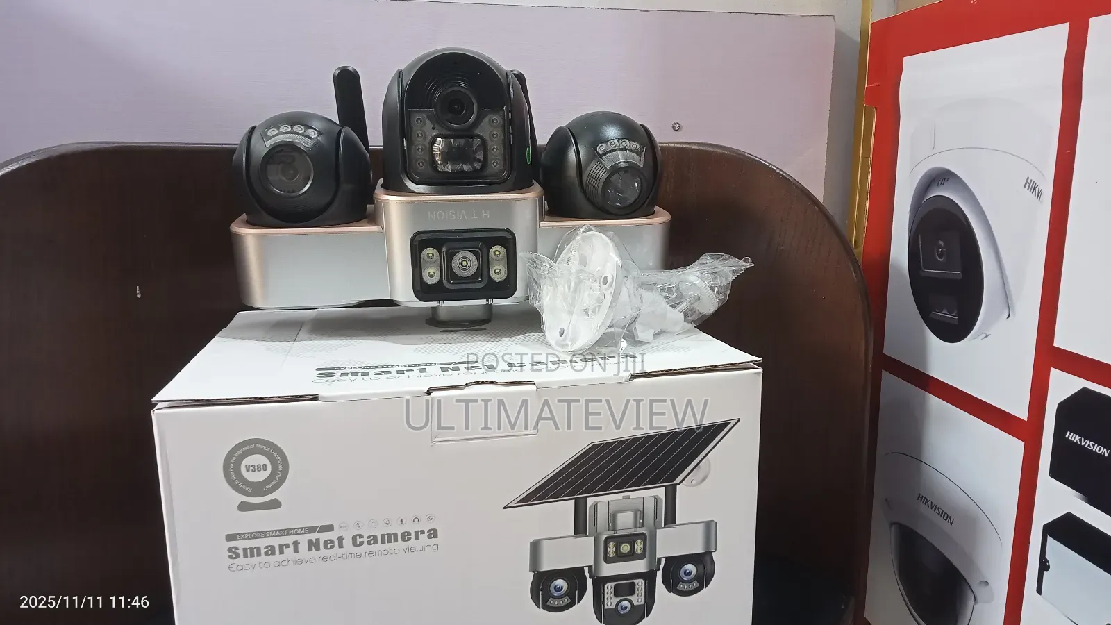 Real Triple Lens Solar Powered Camera PTZ All Rotate