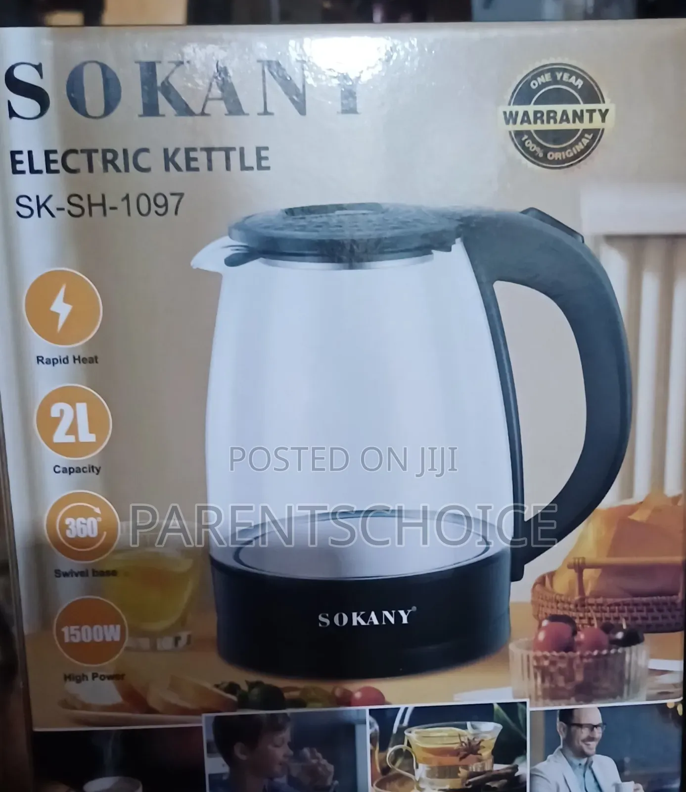 Sokany 2l Transparent Electric Kettle 1500w