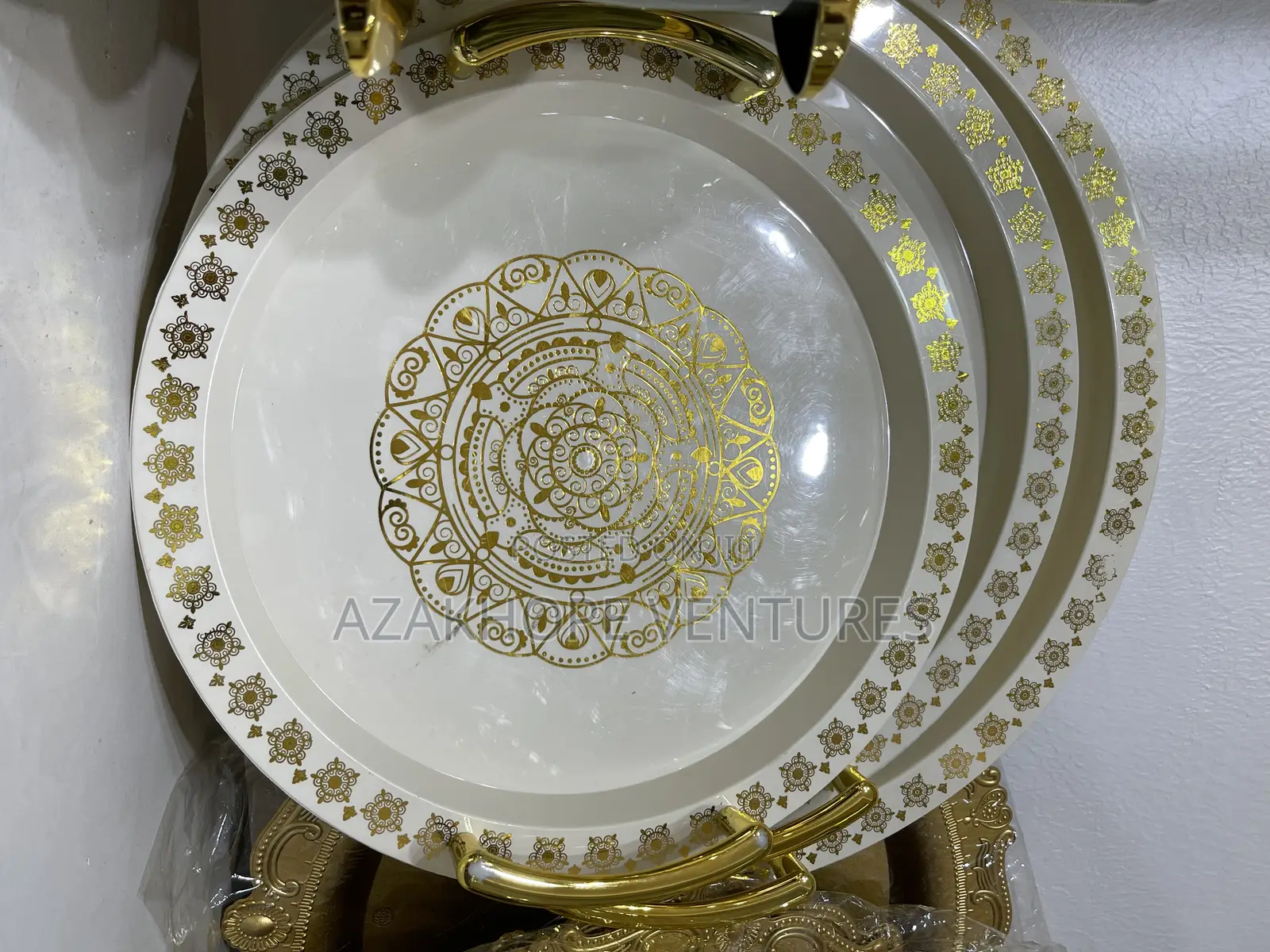 3-Piece Decorative Round Serving Tray Set