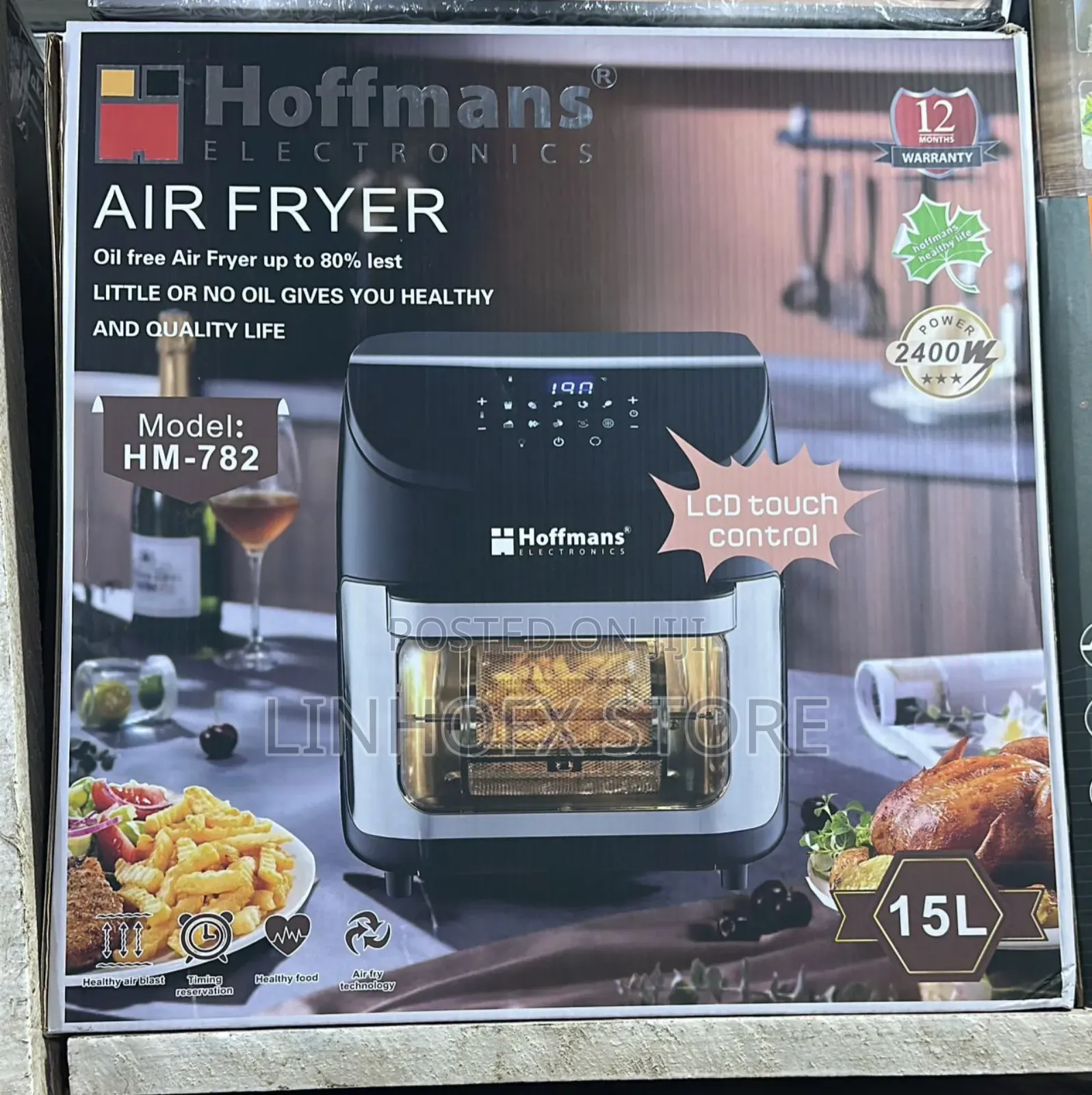Hoffsman 15l Digital Airfryer 
With Rotating Basket And Baking Trays