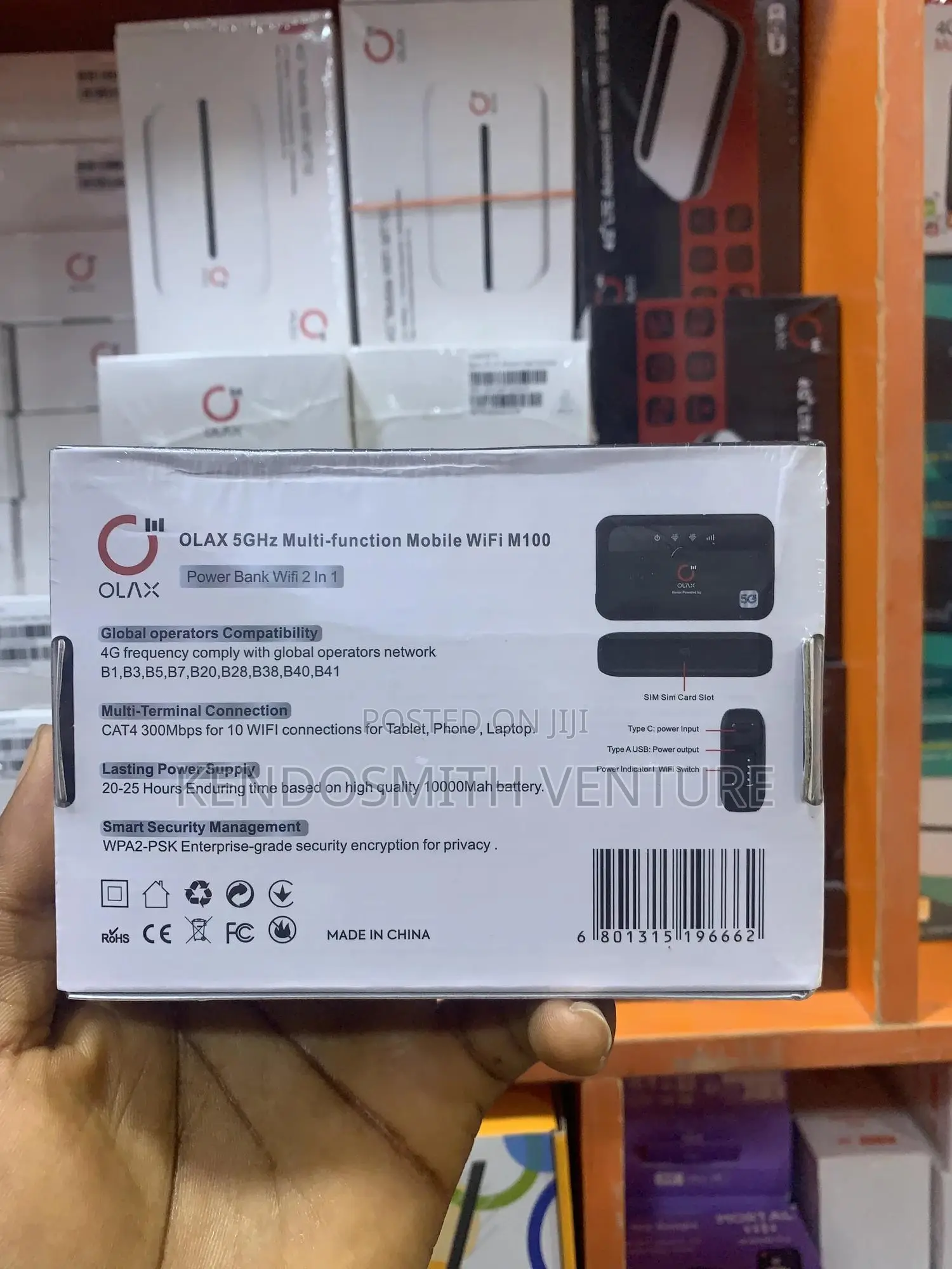 Olax M100 Portable Wi-Fi Router + Power Bank (10000 Mah)