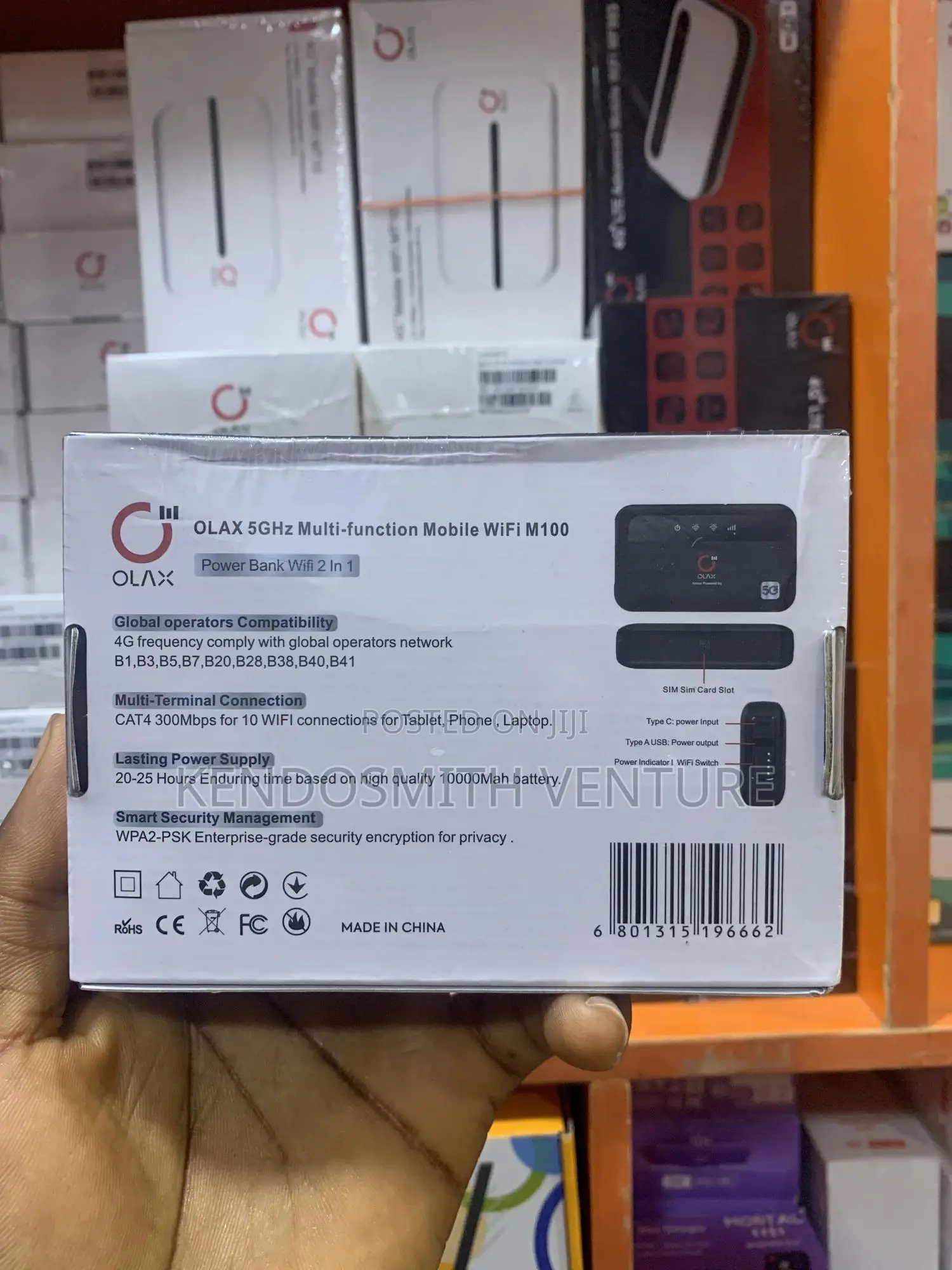 Olax M100 Portable Wi-Fi Router + Power Bank (10000 Mah)