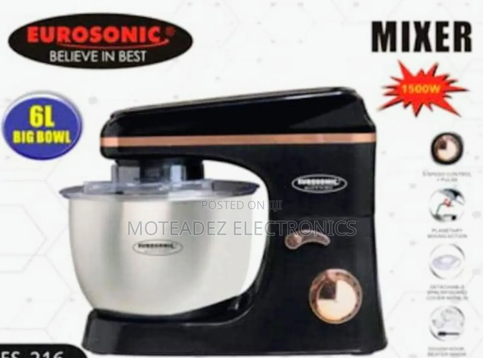 Eurosonic 6l (1500w) Copper Coil Commercial Stand Cake Mixer
