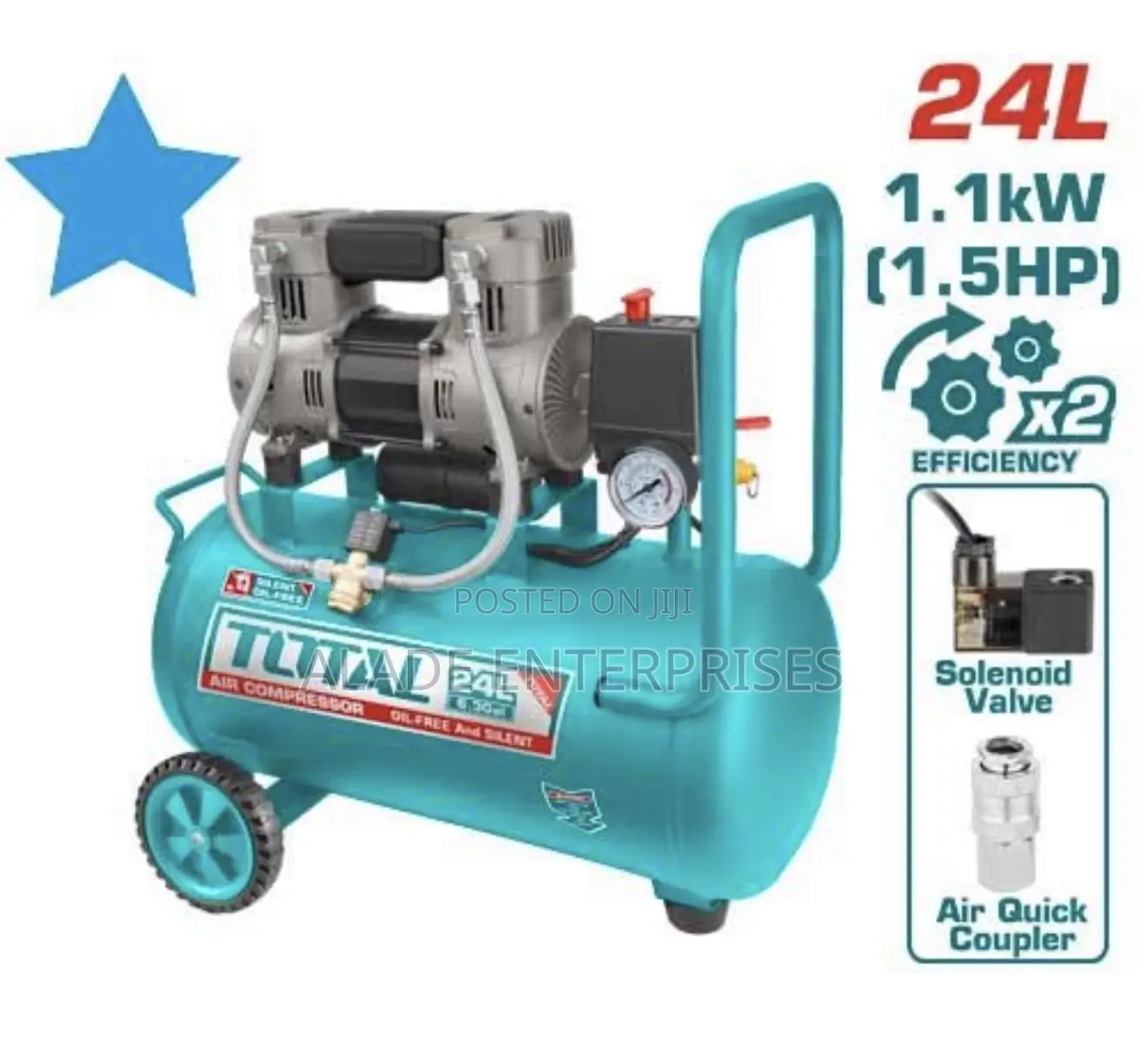 Total Air Compressor Silent And Oil Free 24 Lit