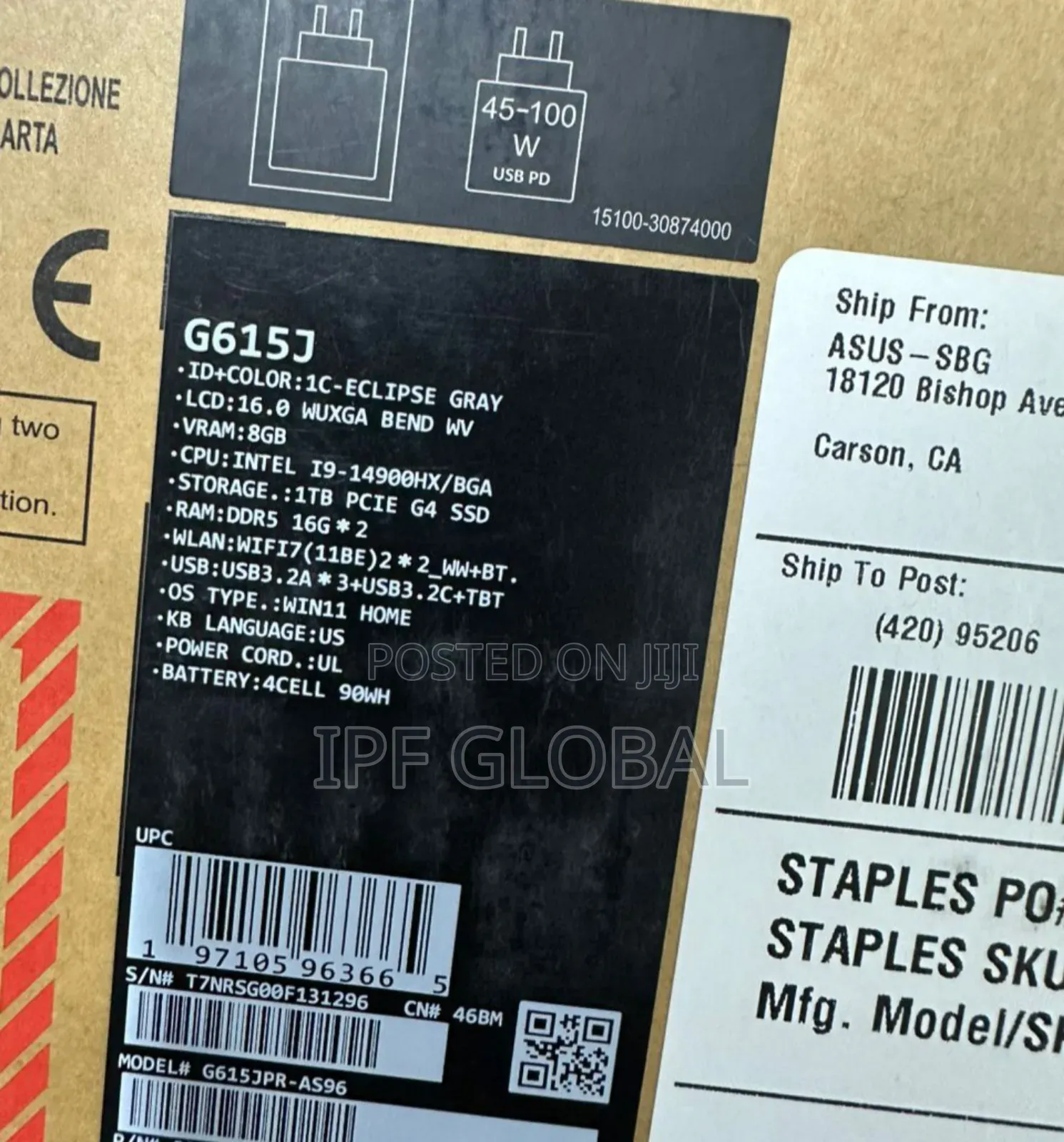 New Laptop Asus ROG Strix G16 G614 16GB Intel Core I9 SSD 1T