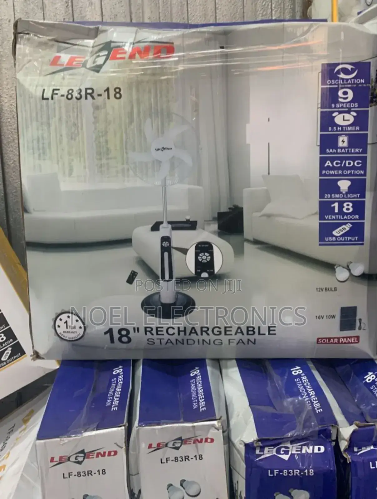 Legend Rechargeable/Solar Standing Fan