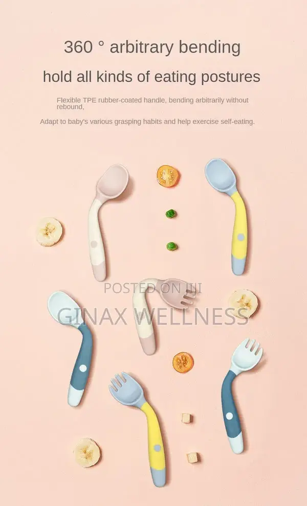 360° Flexible Baby Training Spoon and Fork Set (6 Months – 3 Years)