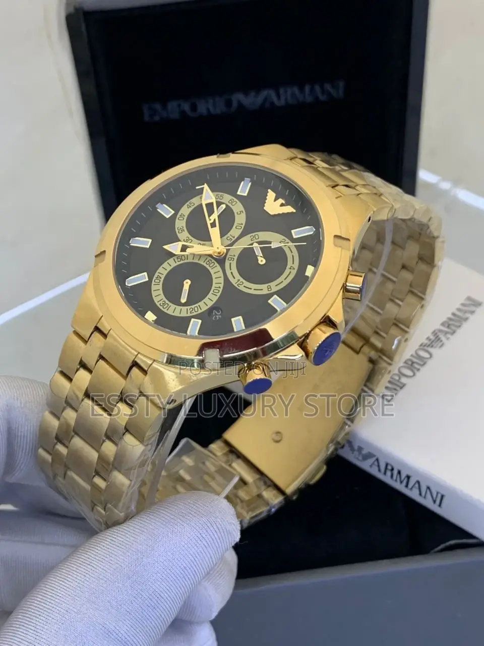High Quality Luxury Emporio Armani Chronograph Black Chain