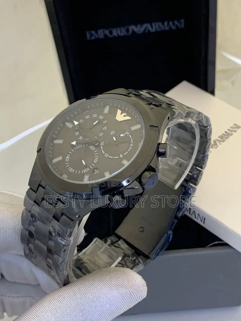 High Quality Luxury Emporio Armani Chronograph Black Chain