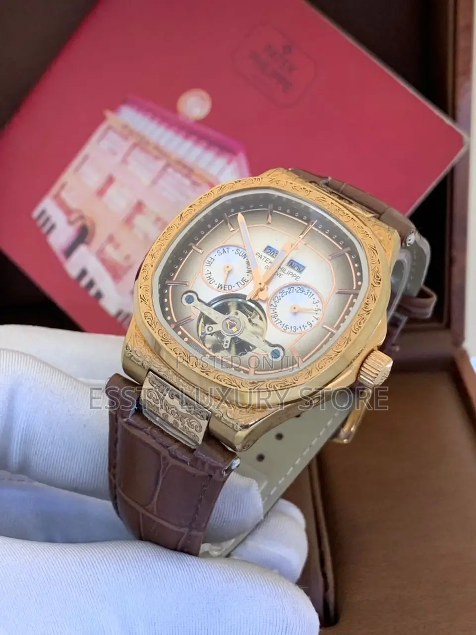 High Quality Luxury Patek Philippe Automatic Engine Leather Strap