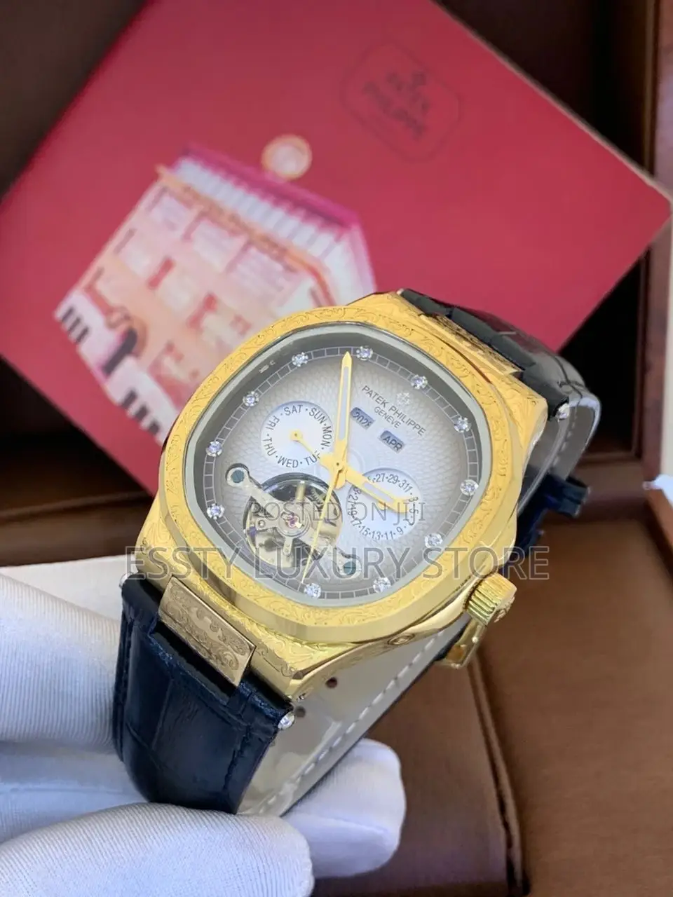 High Quality Luxury Patek Philippe Automatic Engine Leather Strap