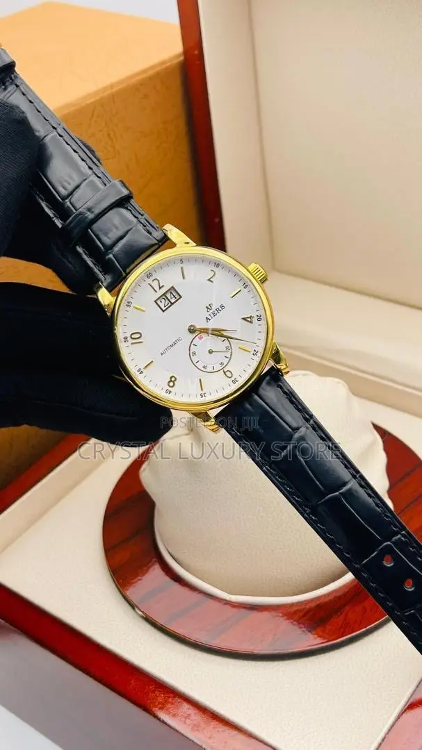 Aiers Quality Luxury Men Genuine Leather Wristwatch