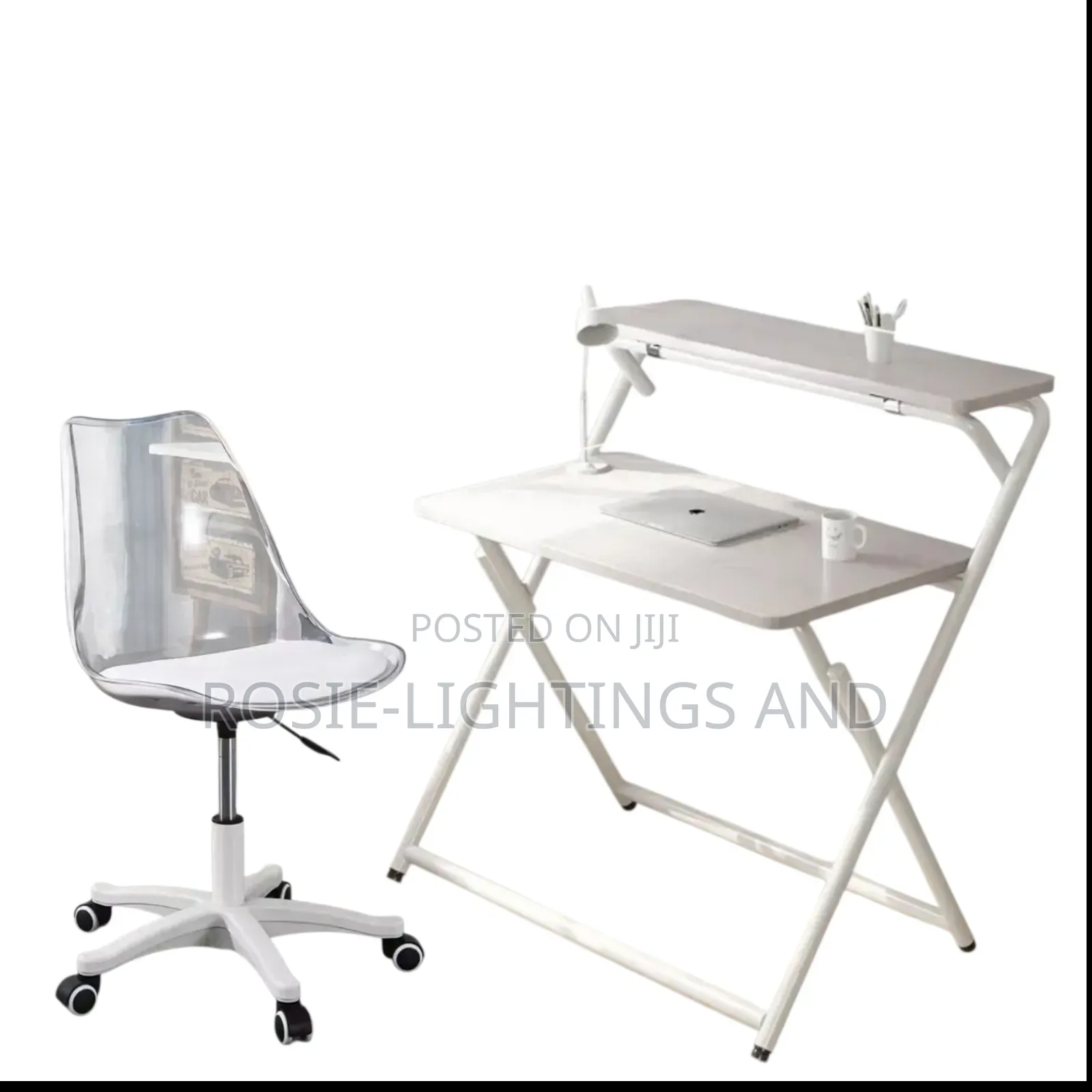 Student Foldable Reading Table Swivel Transparent Office Chair