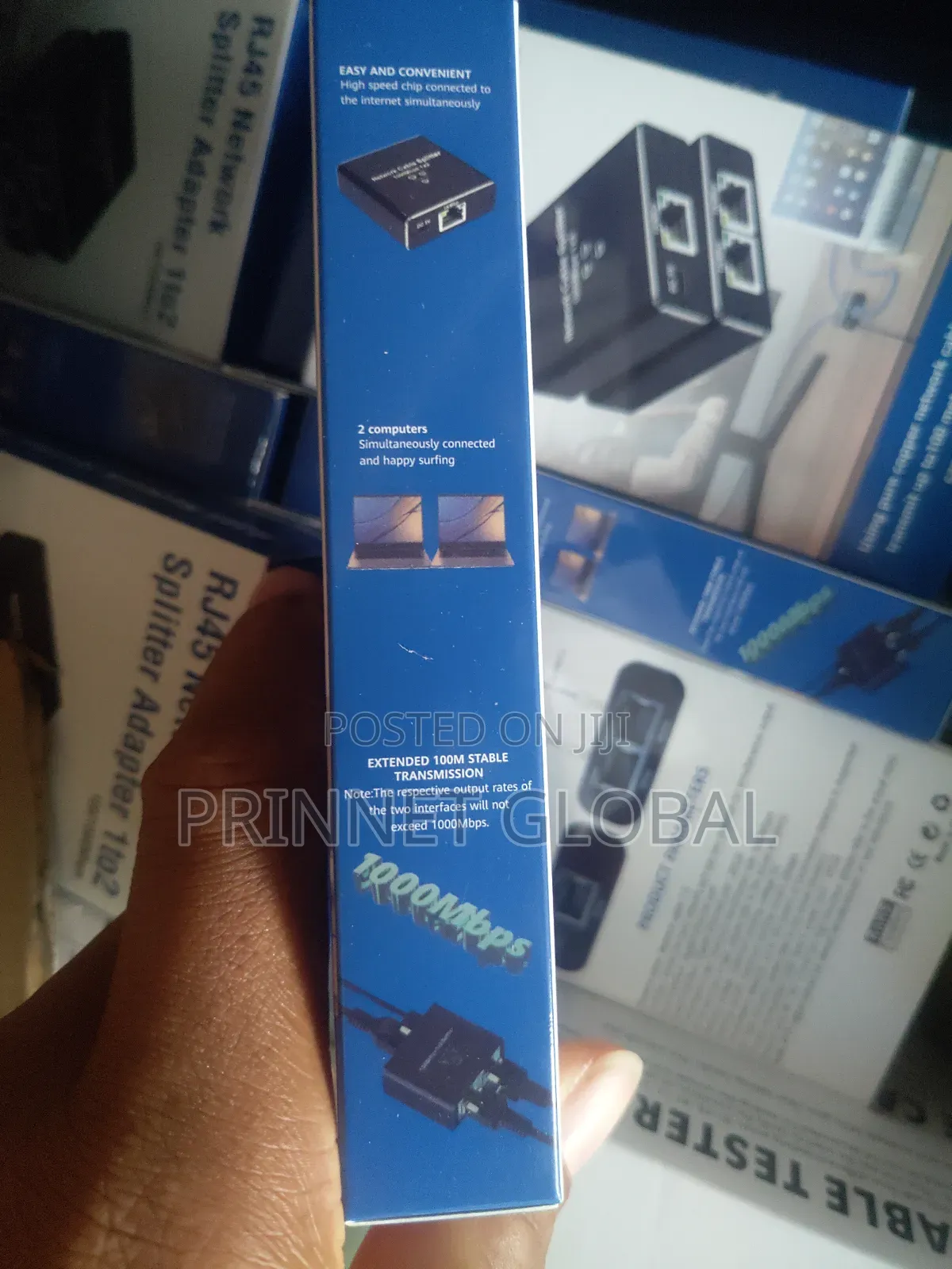 Rj45 Network Splitter Adapter 1to2 100/1000mbps