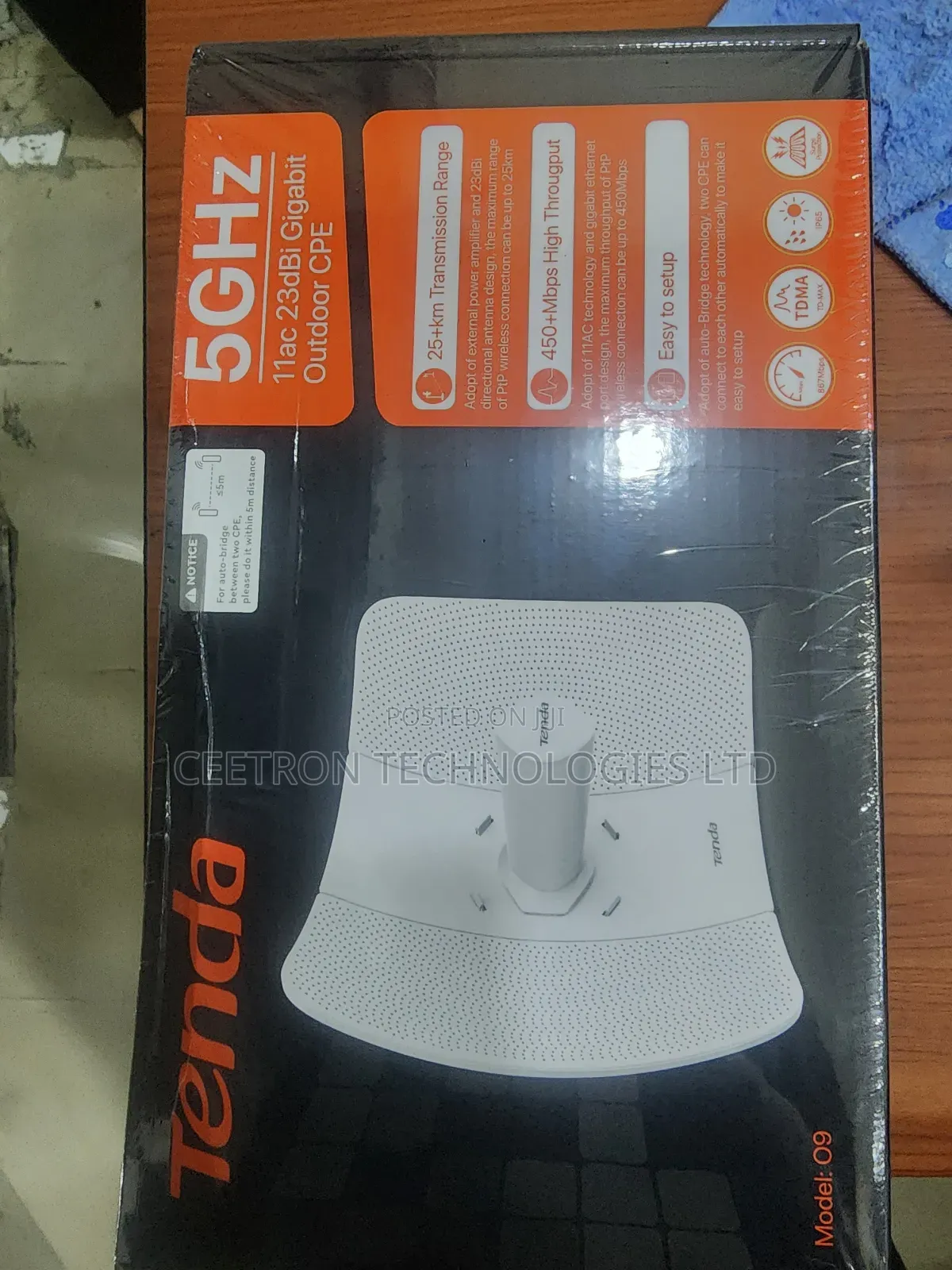 Tenda 09 5ghz 11ac 23dbi Gigabit Outdoor Cpe
