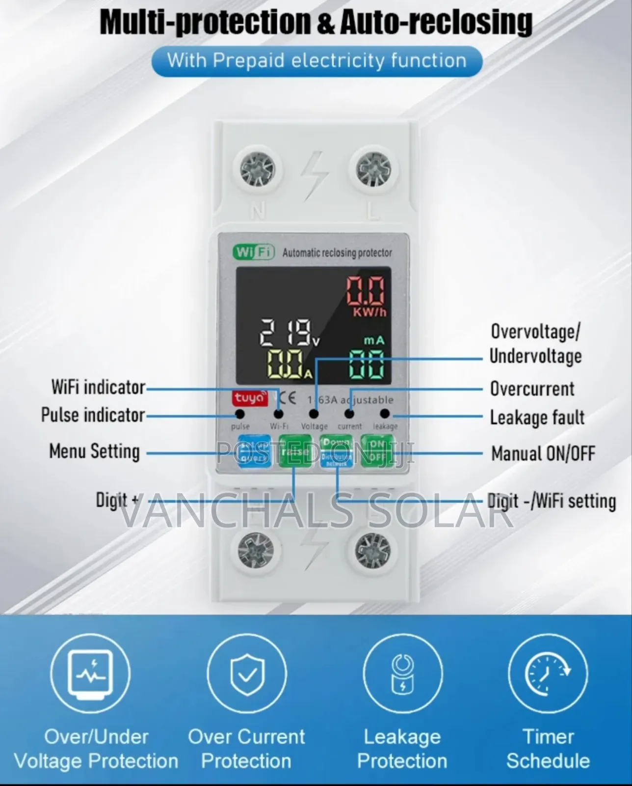 Smart Wifi Energy Check Meter Protector Smart Switch 63a
