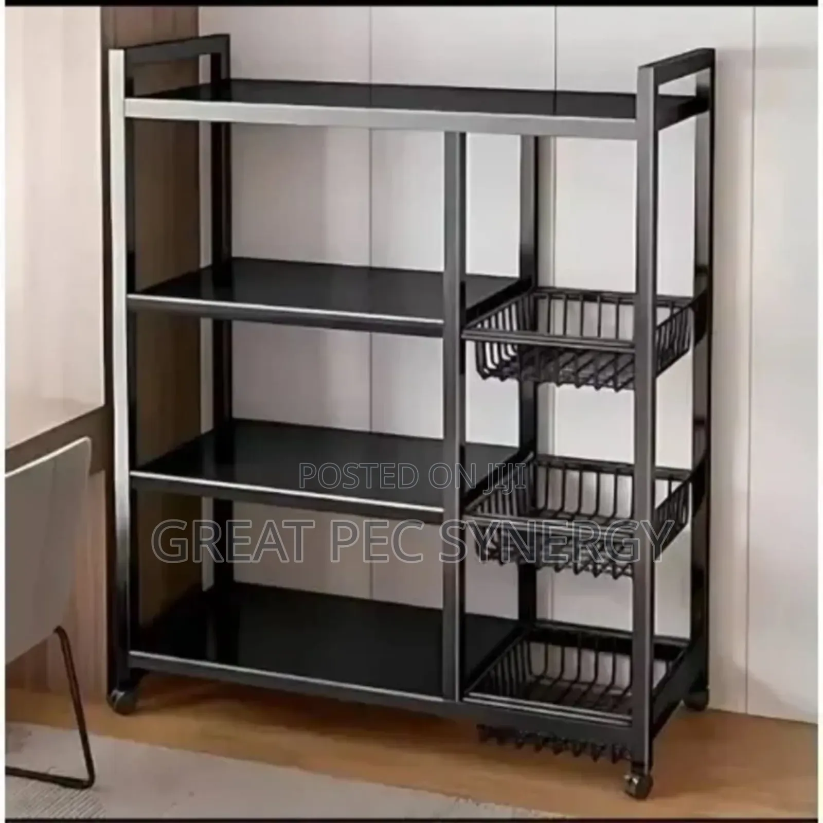 4 Layers Standing Kitchen Rack 3 Basket