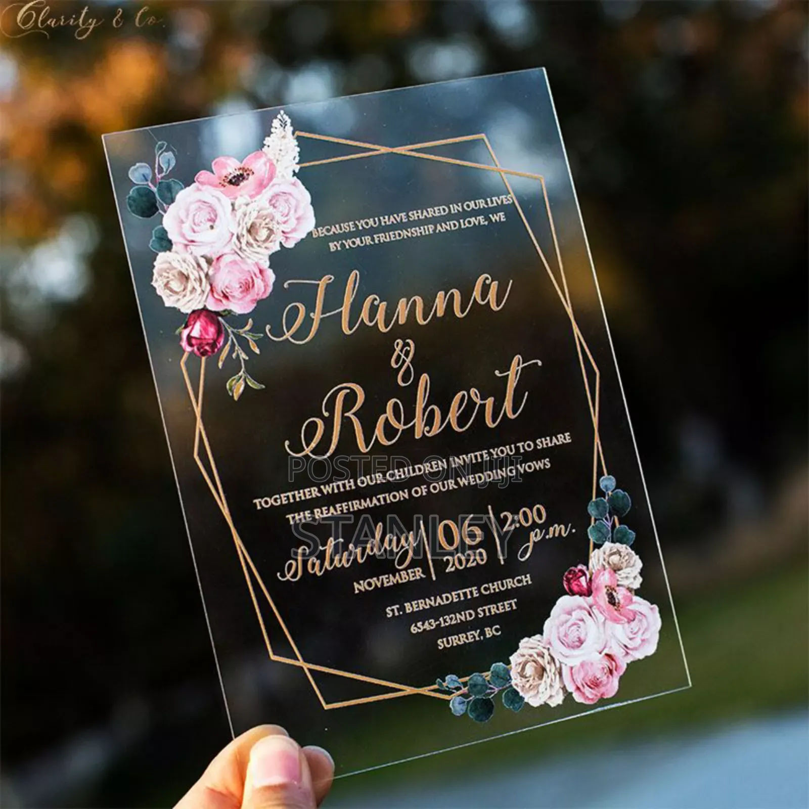 Transparent/Acrylic Wedding Invitation Card