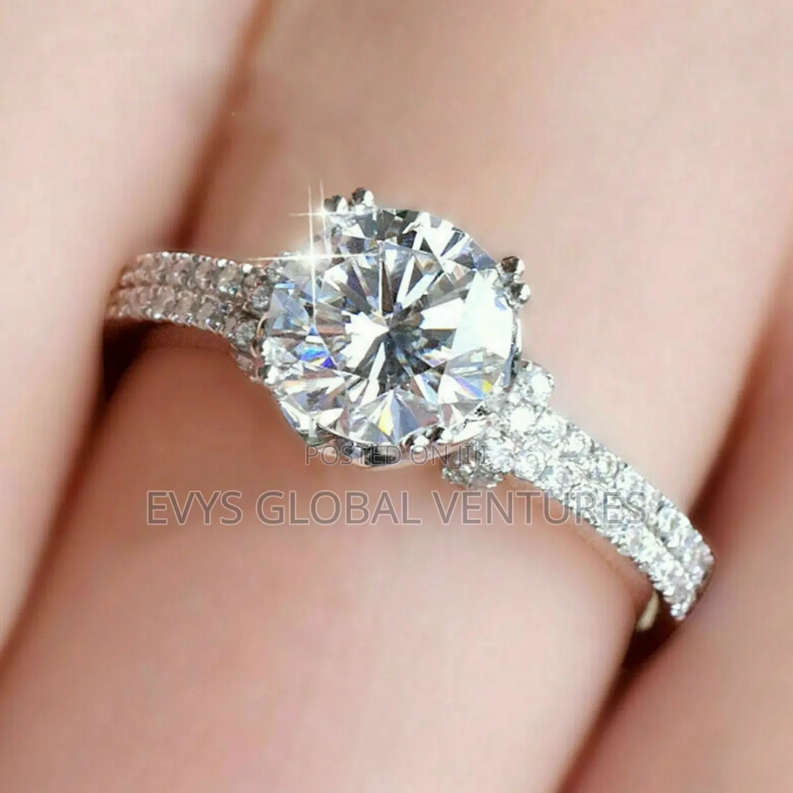 Stainless Steel Round Cut Engagement Ring