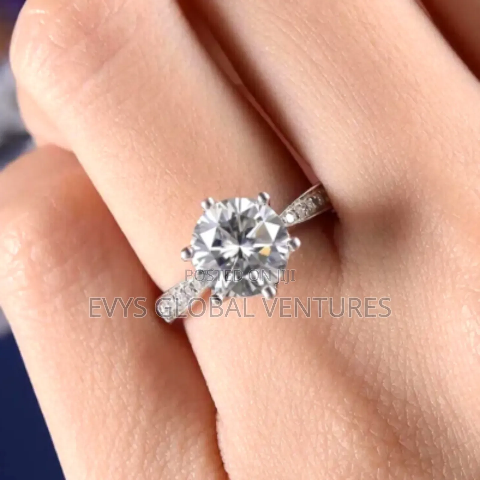 Stainless Steel Round Cut Engagement Ring