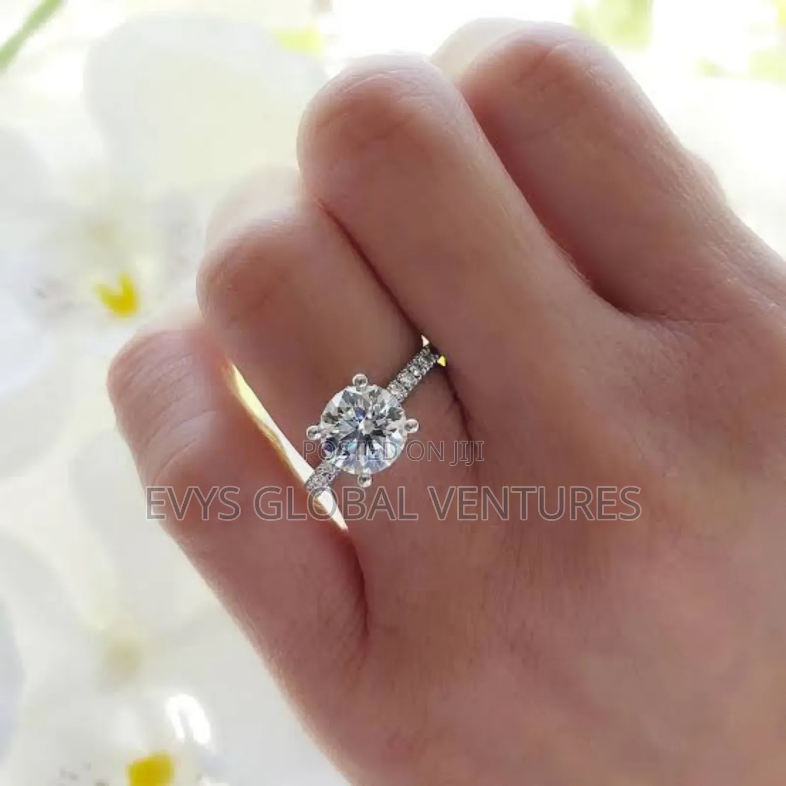 Stainless Steel Round Cut Engagement Ring