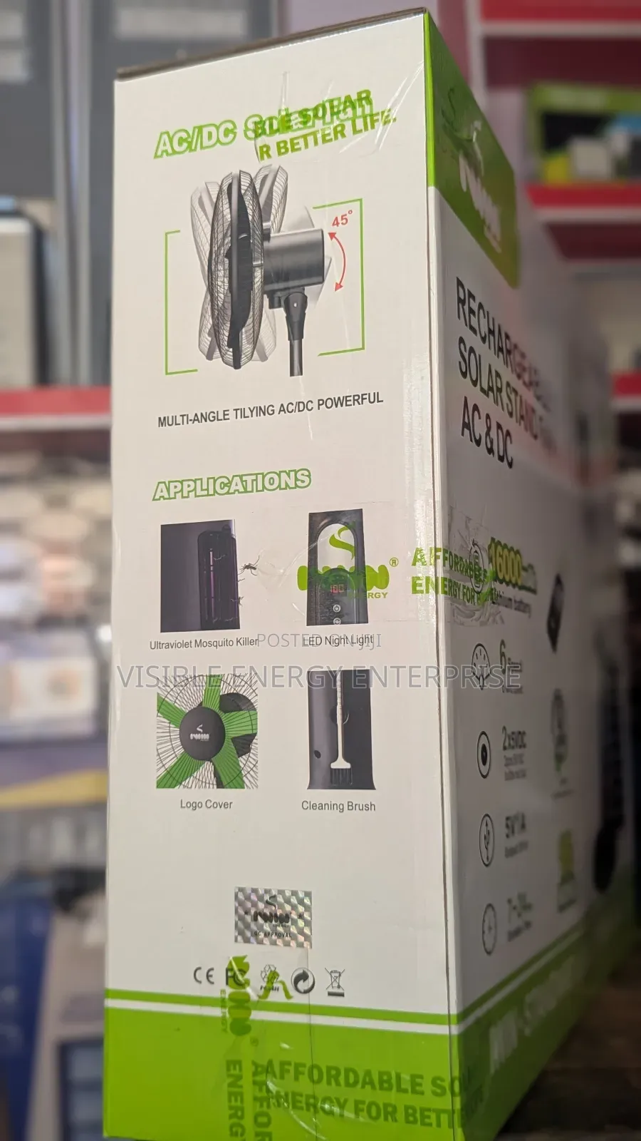 Iwin Rechargeable Solar Stand Fan (Model: Iw-8916).