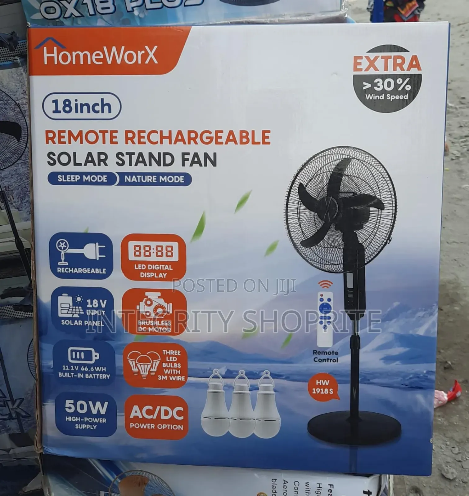 Homeworx 18inch Rechargeable Stand Fan