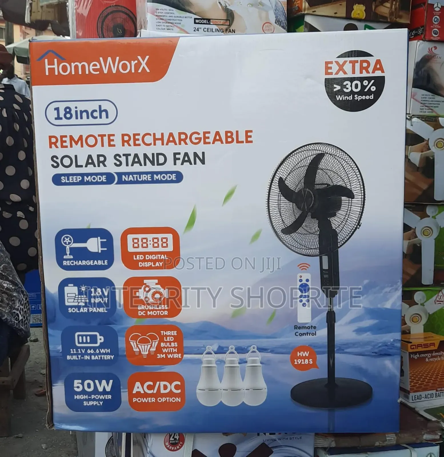 Homeworx 18inch Rechargeable Stand Fan