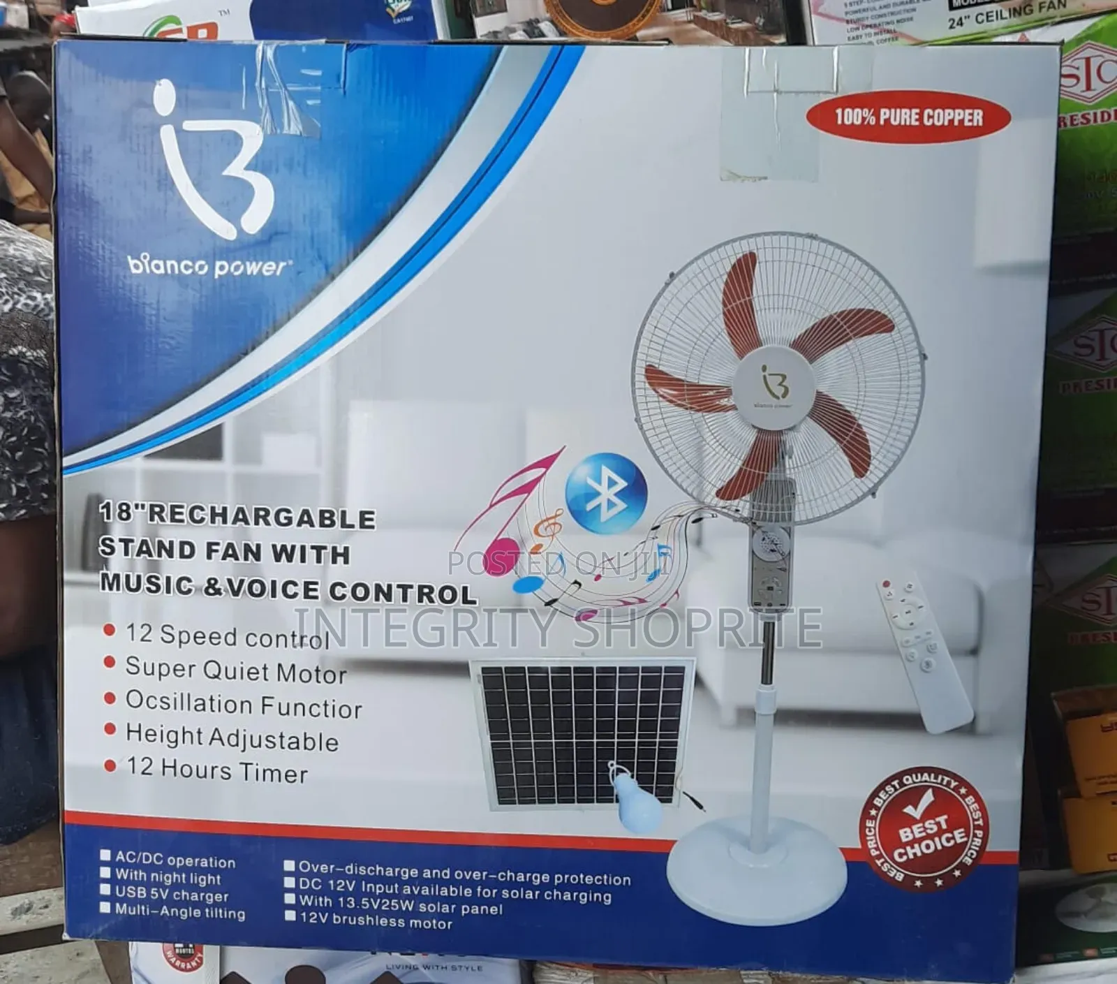 Bianco Power 18inch Rechargeable Fan