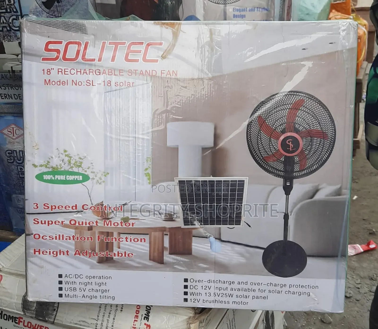 Solitec 18inch Rechargeable Fan