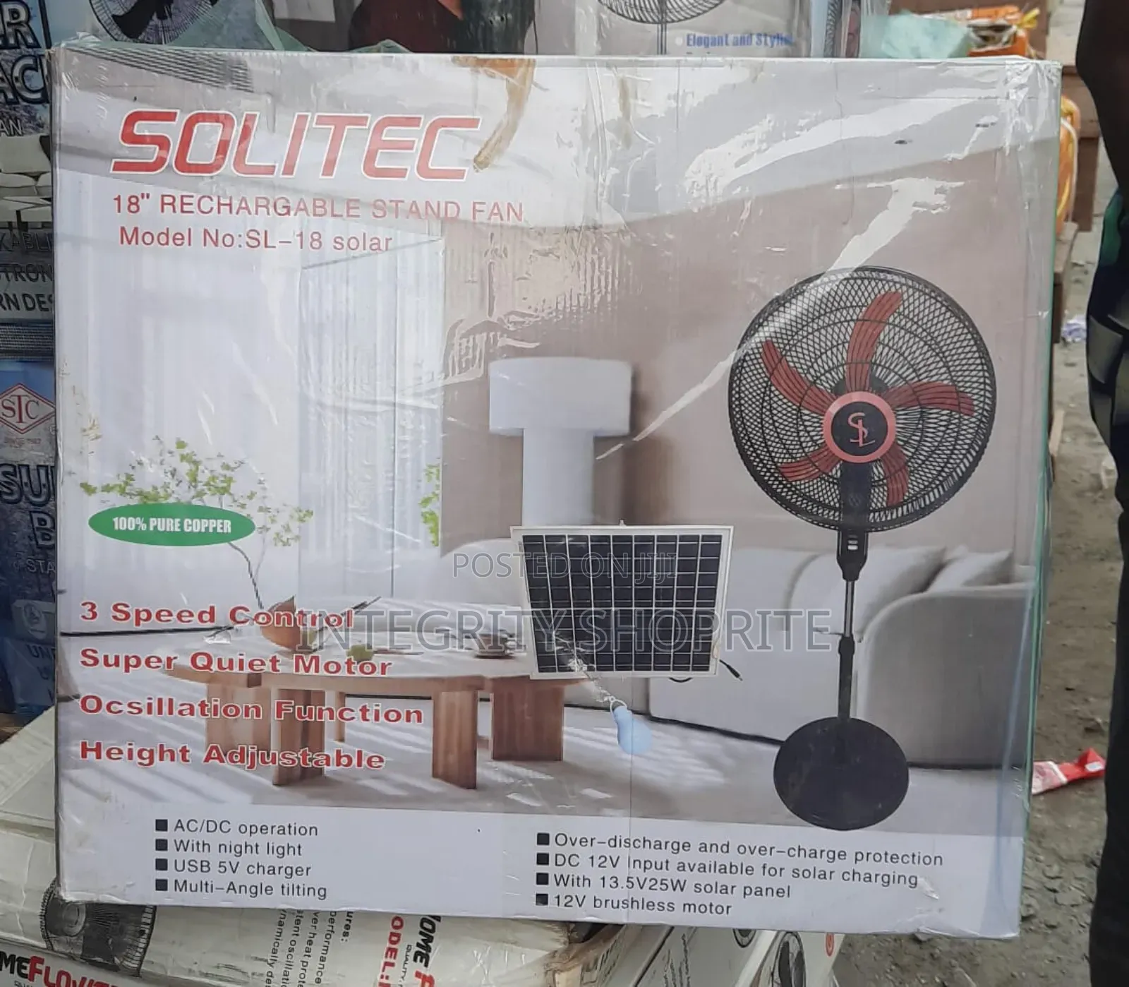 Solitec 18inch Rechargeable Fan