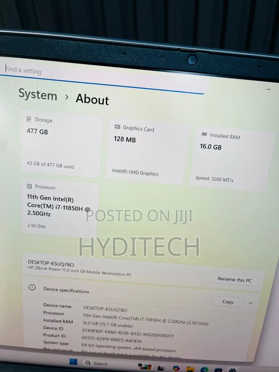 Laptop HP ZBook Power G7 16GB Intel Core i7 SSD 512GB