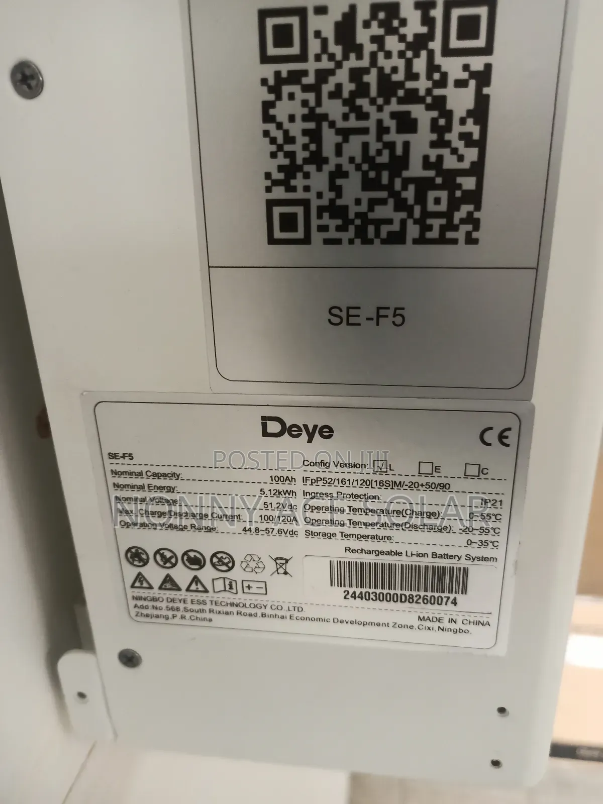 Deye Se-F5 5kwh Lithium Battery 48v