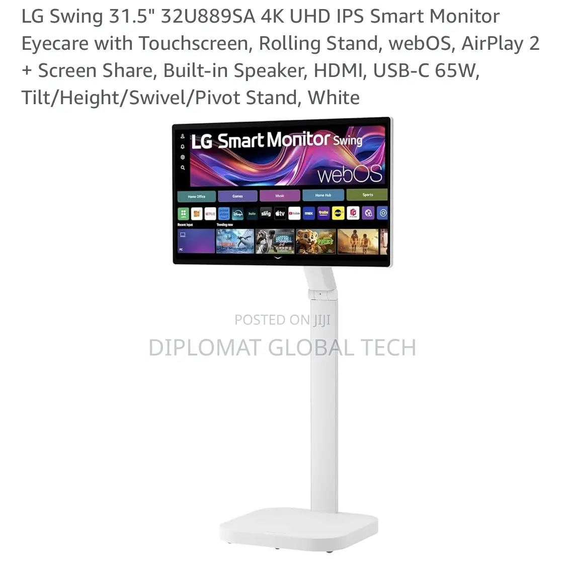 Lg Swing 31.5" 32u889sa Uhd Ips Smart Monitor With Touchscreen,