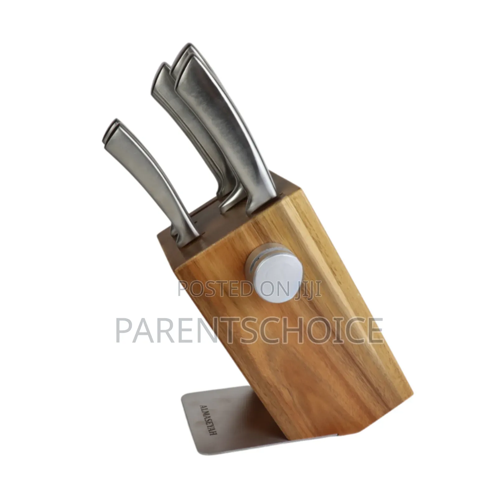 Group Tiger 5-Piece Wooden Stand Knife Set + Sharpener